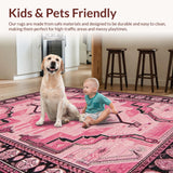 Ultra Soft Area Rug, Non Slip, Stain Resistant, Washable Area Rugs for Living Room, Bedroom, Rustic Pink Cowgirl Boots Motif(Pink)