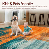 Ultra Soft Area Rug, Non Slip, Stain Resistant, Washable Area Rugs for Living Room, Bedroom, Chic Abstract Expressionist Style(Orange)