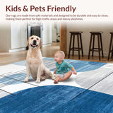 Ultra Soft Area Rug, Non Slip, Stain Resistant, Washable Area Rugs for Living Room, Bedroom, Modern Fuzzy Tiled Pattern(Blue)