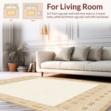 Basketweave Border Area with Subtle Chevron Lines and Neutral Tones Design(Beige)