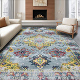 Ultra Soft Area Rug, Non Slip, Stain Resistant, Washable Area Rugs for Living Room, Bedroom, Stylish Vintage Floral Aesthetic(Gray)