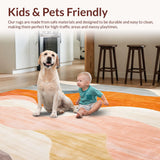 Ultra Soft Area Rug, Non Slip, Stain Resistant, Washable Area Rugs for Living Room, Bedroom, Estrella Collection Colorful Gradient Swirl Abstract Art Area Rug(Orange)