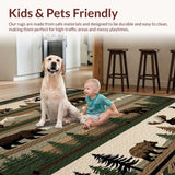 Ultra Soft Area Rug, Non Slip, Stain Resistant, Washable Area Rugs for Living Room, Bedroom, Rustic Earthy Wildlife Motif(Brown)