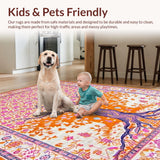 Ultra Soft Area Rug, Non Slip, Stain Resistant, Washable Area Rugs for Living Room, Bedroom, Rustic Vintage Nature Design(Orange)