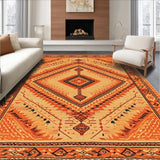Ultra Soft Area Rug, Non Slip, Stain Resistant, Washable Area Rugs for Living Room, Bedroom, Vibrant Diamond Patterned Aesthetic(Orange)
