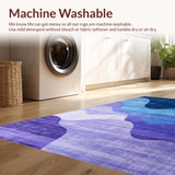 Ultra Soft Area Rug, Non Slip, Stain Resistant, Washable Area Rugs for Living Room, Bedroom, Elegant Modern Watercolor Swirl(Blue)