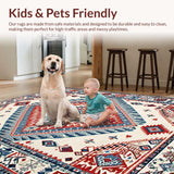 Ultra Soft Area Rug, Non Slip, Stain Resistant, Washable Area Rugs for Living Room, Bedroom, Elegant Rustic Ogee Pattern(White)