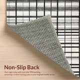 Ultra Soft Area Rug, Non Slip, Stain Resistant, Washable Area Rugs for Living Room, Bedroom, Sleek Dual Tone Striped Rug with Alternating Black and White Bands(Black)