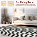 Ultra Soft Area Rug, Non Slip, Stain Resistant, Washable Area Rugs for Living Room, Bedroom, Chic Black White Striped Area Rug for Stylish Entryways and Patios(Black)