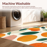 Ultra Soft Area Rug, Non Slip, Stain Resistant, Washable Area Rugs for Living Room, Bedroom, Orange Green White Blush Bright Area Rug Fruit Silhouette Design(Orange)