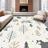 Ultra Soft Area Rug, Non Slip, Stain Resistant, Washable Area Rugs for Living Room, Bedroom, Charming Woodland Animal Aesthetic(Beige)