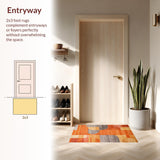 Ultra Soft Area Rug, Non Slip, Stain Resistant, Washable Area Rugs for Living Room, Bedroom, Earthy Toned Modern Artistry(Orange)