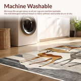 Ultra Soft Area Rug, Non Slip, Stain Resistant, Washable Area Rugs for Living Room, Bedroom, Exotic Antelope Print Elegance(Brown)