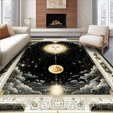 Ultra Soft Area Rug, Non Slip, Stain Resistant, Washable Area Rugs for Living Room, Bedroom, Arcane Sky Carpet Witchy Moon Sun Rug Mystical Heavens Floor Covering(Black)