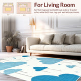 Ultra Soft Area Rug, Non Slip, Stain Resistant, Washable Area Rugs for Living Room, Bedroom, Serene Abstract Sky Motif(Blue)