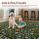 Ultra Soft Area Rug, Non Slip, Stain Resistant, Washable Area Rugs for Living Room, Bedroom, Floral Soft Dining Room Washable Area Rug(Black)