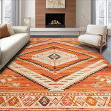Ultra Soft Area Rug, Non Slip, Stain Resistant, Washable Area Rugs for Living Room, Bedroom, Rustic Orange Geometric Aesthetic(Orange)