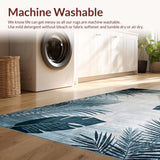 Ultra Soft Area Rug, Non Slip, Stain Resistant, Washable Area Rugs for Living Room, Bedroom, Trendy Two-Tone Tropical Aesthetic(Blue)