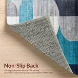 Ultra Soft Area Rug, Non Slip, Stain Resistant, Washable Area Rugs for Living Room, Bedroom, Contemporary Soft Circular Aesthetic(Blue)