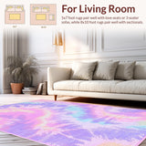 Ultra Soft Area Rug, Non Slip, Stain Resistant, Washable Area Rugs for Living Room, Bedroom, Radiant Multicolor Abstract Artistry(Purple)