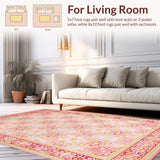 Ultra Soft Area Rug, Non Slip, Stain Resistant, Washable Area Rugs for Living Room, Bedroom, Sophisticated Muted Color Block Design(Pink)