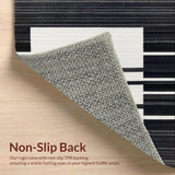 Ultra Soft Area Rug, Non Slip, Stain Resistant, Washable Area Rugs for Living Room, Bedroom, Modern Linear Spectrum Runner Rug with Alternating Bold and Narrow Stripes(Black)