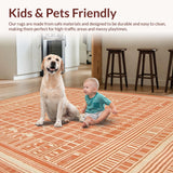 Ultra Soft Area Rug, Non Slip, Stain Resistant, Washable Area Rugs for Living Room, Bedroom, Geometric Terracotta(Orange)