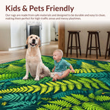 Ultra Soft Area Rug, Non Slip, Stain Resistant, Washable Area Rugs for Living Room, Bedroom, Charming Irregular Plant Motif(Green)