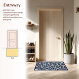 Ultra Soft Area Rug, Non Slip, Stain Resistant, Washable Area Rugs for Living Room, Bedroom, Sleek Abstract Blue Pattern(Gray)