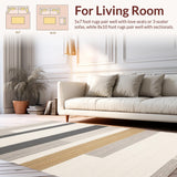 Ultra Soft Area Rug, Non Slip, Stain Resistant, Washable Area Rugs for Living Room, Bedroom, Vibrant Modern Random Stripe Motif(Gray)