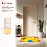 Ultra Soft Area Rug, Non Slip, Stain Resistant, Washable Area Rugs for Living Room, Bedroom, Celestial Vivid Cartoon Imagery(Yellow)