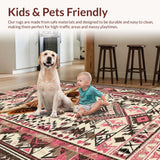 Ultra Soft Area Rug, Non Slip, Stain Resistant, Washable Area Rugs for Living Room, Bedroom, Rustic Floral Highland Cow Design(Brown)