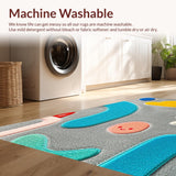 Ultra Soft Area Rug, Non Slip, Stain Resistant, Washable Area Rugs for Living Room, Bedroom, Playful Grey Cartoon Cat Bath Mat Runner(Gray)