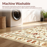 Ultra Soft Area Rug, Non Slip, Stain Resistant, Washable Area Rugs for Living Room, Bedroom, Chic Area Modern Beige & Brown Floral Accents(Beige)