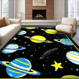 Ultra Soft Area Rug, Non Slip, Stain Resistant, Washable Area Rugs for Living Room, Bedroom, Stellar Playful Universe Artwork(Yellow)