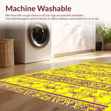 Ultra Soft Area Rug, Non Slip, Stain Resistant, Washable Area Rugs for Living Room, Bedroom, Rustic Earth Tone Festivity Theme(Yellow)