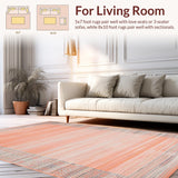 Ultra Soft Area Rug, Non Slip, Stain Resistant, Washable Area Rugs for Living Room, Bedroom, Elegant Soft Pink Diamond Motif(Orange)