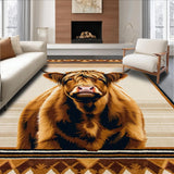 Ultra Soft Area Rug, Non Slip, Stain Resistant, Washable Area Rugs for Living Room, Bedroom, Distinctive Fluffy Highland Design(Brown)