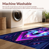 Ultra Soft Area Rug, Non Slip, Stain Resistant, Washable Area Rugs for Living Room, Bedroom, Dynamic Graphic Wolf Illustration(Purple)