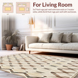 Ultra Soft Area Rug, Non Slip, Stain Resistant, Washable Area Rugs for Living Room, Bedroom, Sophisticated Neutral Area With Transitional Geometric(Beige)