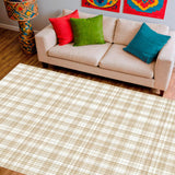 Beige Plaid Checkered Area for Hallways and Entryways(Beige)