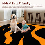Ultra Soft Area Rug, Non Slip, Stain Resistant, Washable Area Rugs for Living Room, Bedroom, Dynamic Sports Theme Composition(Orange)