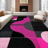 Ultra Soft Area Rug, Non Slip, Stain Resistant, Washable Area Rugs for Living Room, Bedroom, Eclectic Pink and Black Visual Theme(Pink)