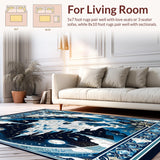 Ultra Soft Area Rug, Non Slip, Stain Resistant, Washable Area Rugs for Living Room, Bedroom, Castle Insect for Girls(Blue)