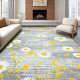 Ultra Soft Area Rug, Non Slip, Stain Resistant, Washable Area Rugs for Living Room, Bedroom, Chic Gray Floral Elegance(Gray)