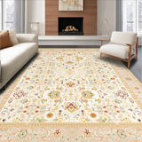 Ultra Soft Area Rug, Non Slip, Stain Resistant, Washable Area Rugs for Living Room, Bedroom, with Geometric Shapes in Neutral Tones(Ivory)
