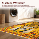 Ultra Soft Area Rug, Non Slip, Stain Resistant, Washable Area Rugs for Living Room, Bedroom, Vintage Ethnic Leopard Motif(Yellow)