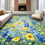 Ultra Soft Area Rug, Non Slip, Stain Resistant, Washable Area Rugs for Living Room, Bedroom, Floral Bath with Wildflowers(Gray)