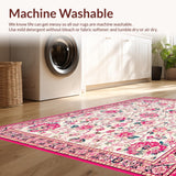 Ultra Soft Area Rug, Non Slip, Stain Resistant, Washable Area Rugs for Living Room, Bedroom, Serene Light Pink Garden Theme(Ivory)