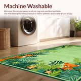 Ultra Soft Area Rug, Non Slip, Stain Resistant, Washable Area Rugs for Living Room, Bedroom, Charming Multicolor Safari Theme(Green)